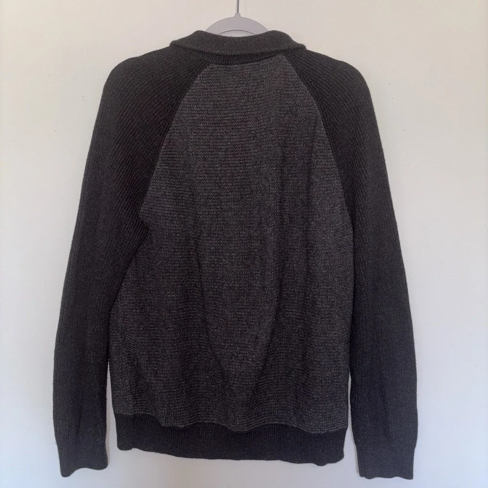 Banana Republic Men's Large Black/Gray Pullover 1/4 Zip Sweater Dark‎ Academia